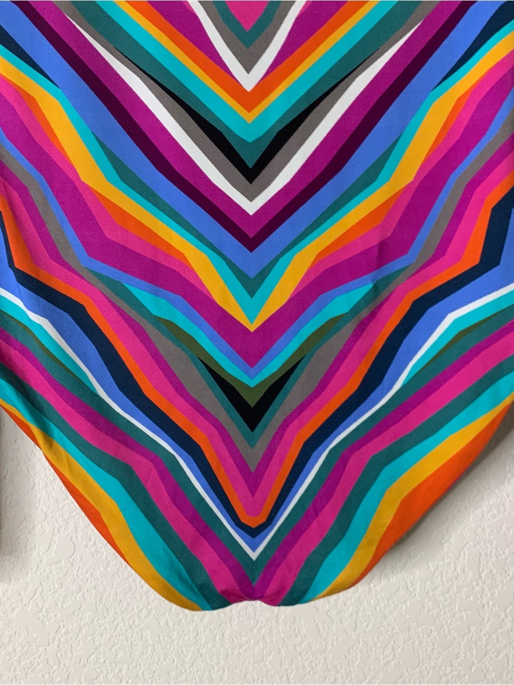 Trina Turk Louvre Paddle colorful,  chevron zigzag LS one piece swimsuit L - Picture 9 of 10